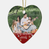 Aangepaste foto met vierzijdige rode halve rand ke keramisch ornament (Links)