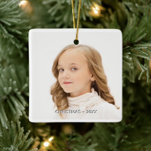 Aangepaste foto met witte lijst Kerstmis Keramisch Ornament (Boom)