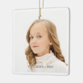 Aangepaste foto met witte lijst Kerstmis Keramisch Ornament (Links)