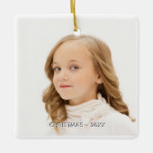 Aangepaste foto met witte lijst Kerstmis Keramisch Ornament (Voorkant)