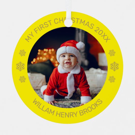 Aangepaste foto metalen cirkel kerstboomornament ornament (Voorkant)