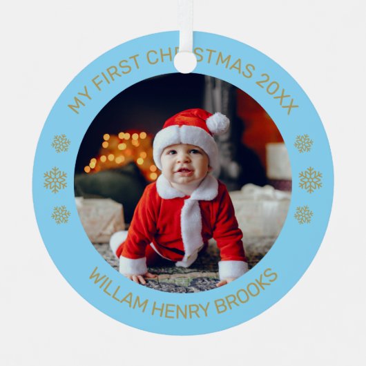 Aangepaste foto metalen cirkel kerstornament ornament (Voorkant)