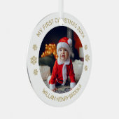 Aangepaste foto metalen cirkel kerstornament ornament (Voorkant Rechts)