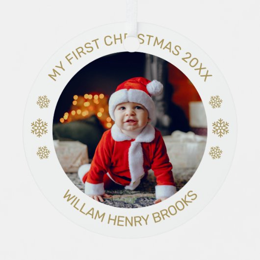 Aangepaste foto metalen cirkel kerstornament ornament (Voorkant)