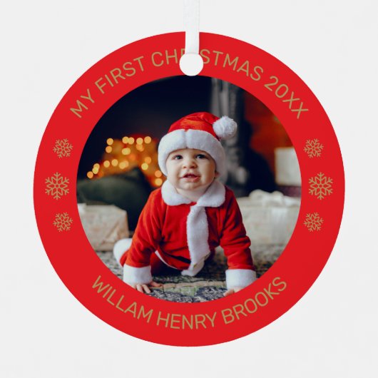 Aangepaste foto metalen cirkel kerstornament ornament (Voorkant)