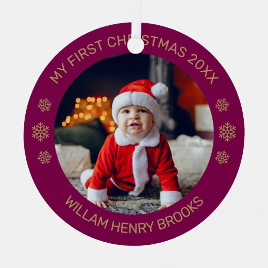 Aangepaste foto metalen cirkel kerstornament ornament (Voorkant)