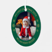 Aangepaste foto metalen cirkel kerstornament ornament (Voorkant links)