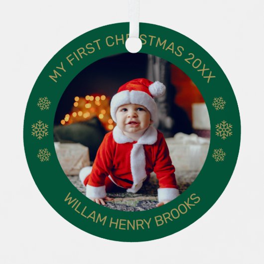 Aangepaste foto metalen cirkel kerstornament ornament (Voorkant)
