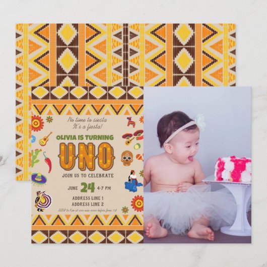 Aangepaste foto Mexicaanse thema meisje eerste ver Kaart (Voorkant / Achterkant)