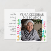 Aangepaste foto Mijn 90 Jaar Feest Kaart (Voorkant / Achterkant)