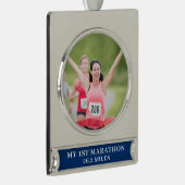 Aangepaste foto Mijn eerste 26.2 Marathon Verzilverd Banner Ornament (Rechts)