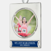 Aangepaste foto Mijn eerste 26.2 Marathon Verzilverd Banner Ornament (Links)