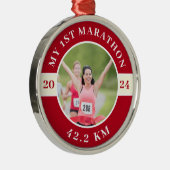 Aangepaste foto Mijn eerste 42.2 Marathon Metalen Ornament (Rechts)