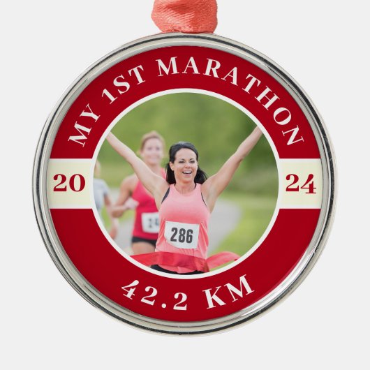 Aangepaste foto Mijn eerste 42.2 Marathon Metalen Ornament (Voorkant)