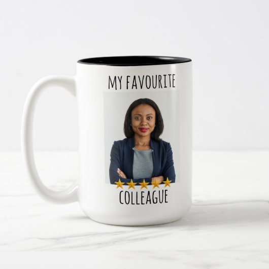 Aangepaste foto Mijn favoriete collega 5 sterren Tweekleurige Koffiemok (Links)