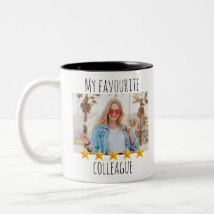 Aangepaste foto Mijn favoriete collega 5 sterren Tweekleurige Koffiemok
