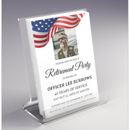Aangepaste foto militair pensioenfeest uitnodiging flyer
