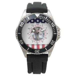 Aangepaste foto Militaire Familie USA Vlag Patriot Horloge