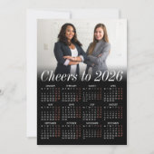 Aangepaste Foto Minimal Black Calendar 2026 Zakeli Feestdagenkaart (Voorkant)