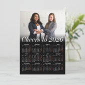 Aangepaste Foto Minimal Black Calendar 2026 Zakeli Feestdagenkaart (Staand voorkant)