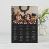 Aangepaste Foto Minimale Eenvoudige Zwarte Kalende Feestdagenkaart (Staand voorkant)