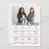 Aangepaste Foto Minimale Kalender 2026 Cheers Busi Feestdagenkaart (Voorkant)