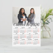 Aangepaste Foto Minimale Kalender 2026 Cheers Busi Feestdagenkaart (Staand voorkant)