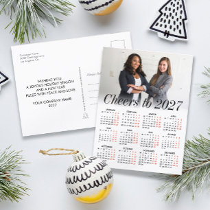 Aangepaste foto minimale kalender 2027 Cheers Zake Feestdagenkaart