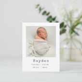 Aangepaste foto | Minimale prijsopgave voor Baby Aankondigingskaart (Staand voorkant)