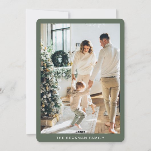 aangepaste foto minimale Waterverf kerstboom Feestdagenkaart (Achterkant)