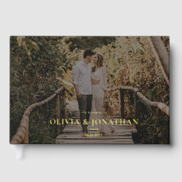 Aangepaste foto Minimale zwarte Folie gouden bruil Gastenboek