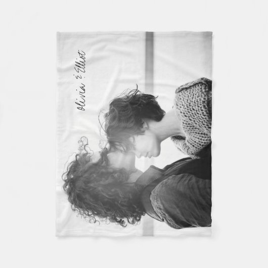 Aangepaste foto-minimalisnaam kalligrafie fleece deken (Voorkant)