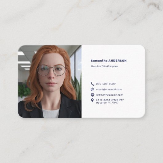 Aangepaste foto - minimalistisch blauw visitekaartje (Voorkant)