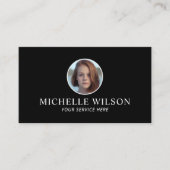 Aangepaste foto minimalistisch effen zwart Elegant Visitekaartje (Voorkant)