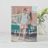 Aangepaste foto minimalistische moderne eenvoudige save the date (Staand voorkant)