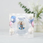 Aangepaste foto minimalistische verjaardagsuitnodi kaart (Staand voorkant)