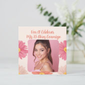 Aangepaste Foto Mis Quince Flores Quinceañera Rosa Kaart (Staand voorkant)