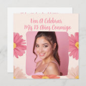 Aangepaste Foto Mis Quince Flores Quinceañera Rosa Kaart (Voorkant / Achterkant)