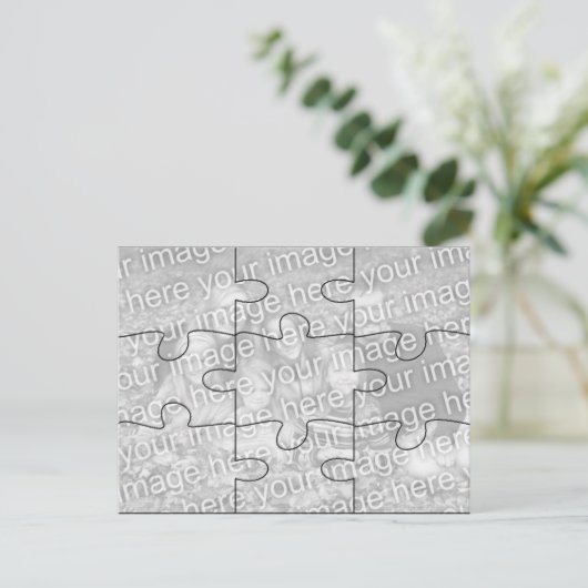 Aangepaste Foto "Mock" Puzzel Post Kaart - 9 stuks (Staand voorkant)