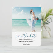 Aangepaste foto Moden Beach Save the Date Kaart (Staand voorkant)