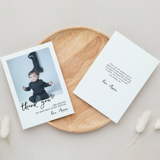 Aangepaste foto Modern 1e verjaardagsfeest Bedankkaart