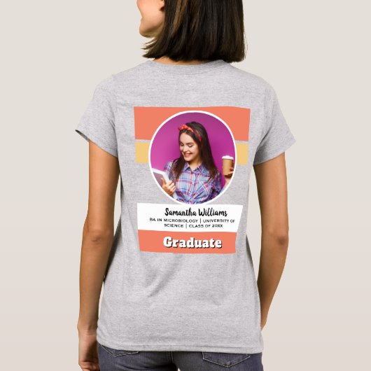 Aangepaste foto Modern Afstuderen Peach Afstuderen T-shirt (Achterkant)