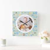 Aangepaste foto Modern Baby Boy Aangepast Neursery Vierkante Klok (Huis)