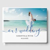 Aangepaste foto Modern Beach Wedding Gastenboek (Voorkant)