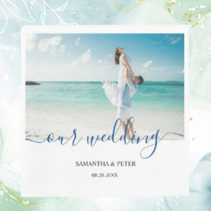 Aangepaste foto Modern Beach Wedding Gastenboek Servet