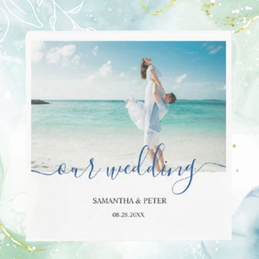 Aangepaste foto Modern Beach Wedding Gastenboek Spandoek
