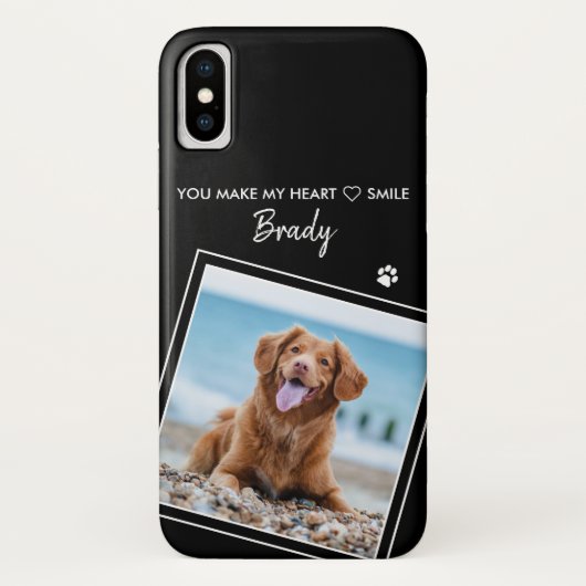 Aangepaste foto Modern Black Pet Dog Case-Mate iPhone Case (Achterkant)