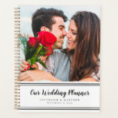 Aangepaste foto Modern Black & White Wedding Plann Planner (Voorkant)