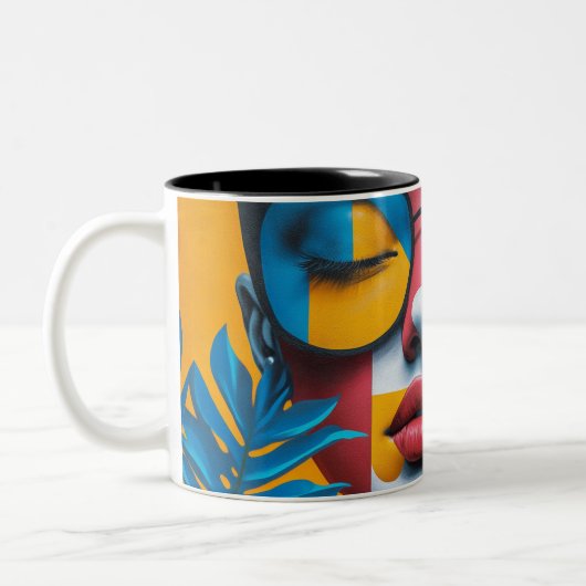 Aangepaste foto Modern Cool Elegant Creëer van jez Tweekleurige Koffiemok (Links)