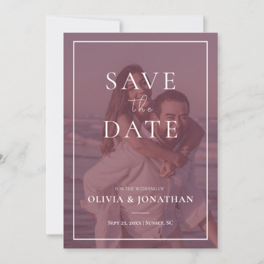 aangepaste foto Modern Dusty Pink Save the Date Kaart (Voorkant)